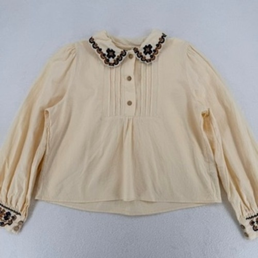 Cider Embroidered Collar Blouse Large Cottagecore
